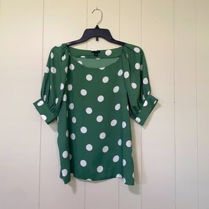 Ann Taylor. Small. Green with polka dots